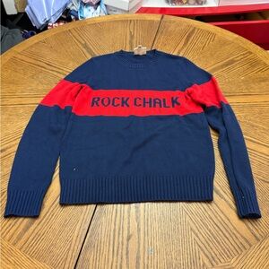 Ellsworth and Ivey Rock Chalk Navy & Red Men's Crewneck Sweater